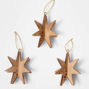 NEW Threshold x Studio McGee Burl Wood Star Ornaments (Set of 3)